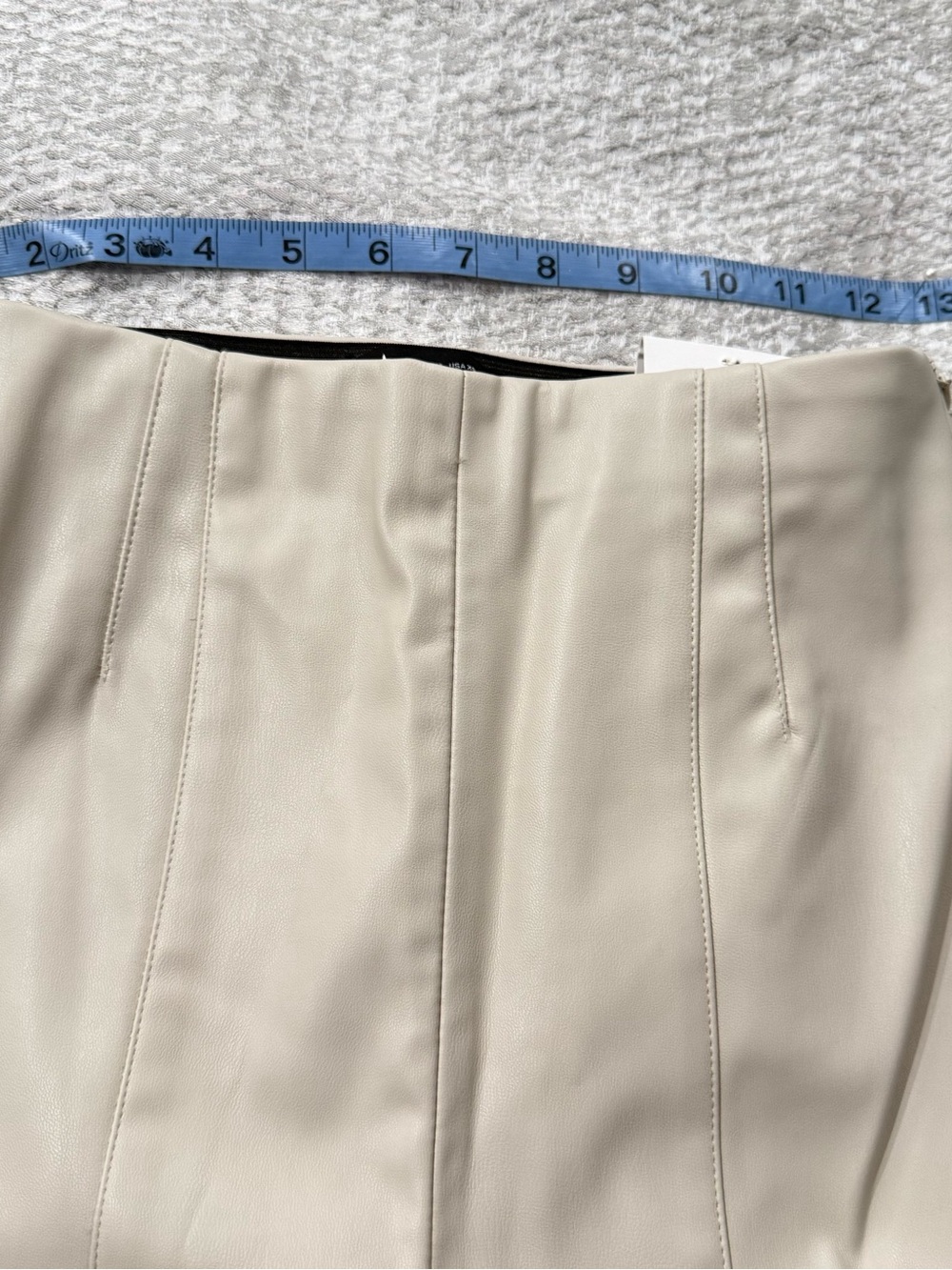 Zara Cream High-Waist Faux Leather Pencil Skirt